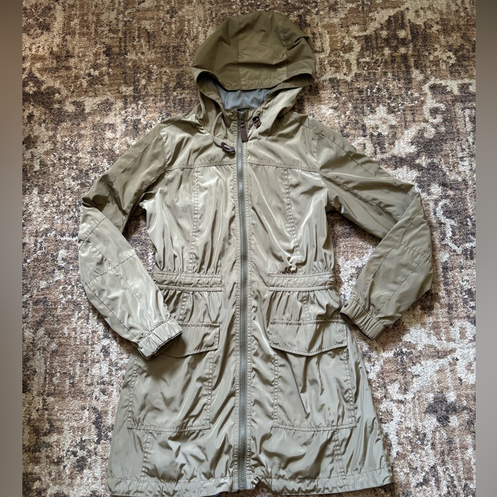 I. Spiewak & Sons Women’s Xs Tan Long Zip Jacket Utility Coat Pockets Hooded